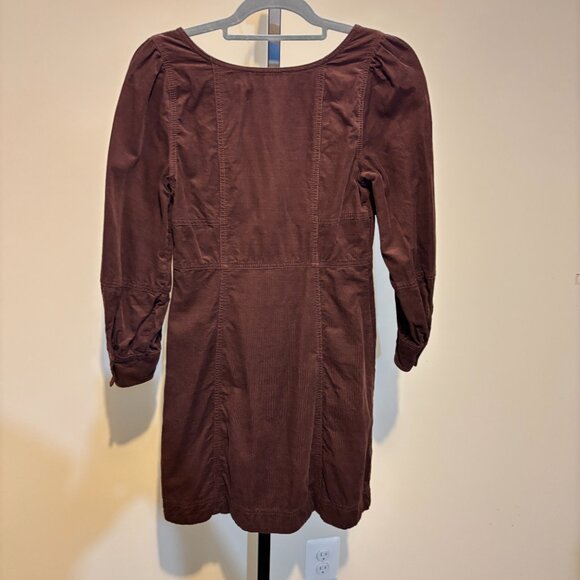 Madewell Esti Brown Corduroy Button Front Long Sleeve Dress - Picture 10 of 11